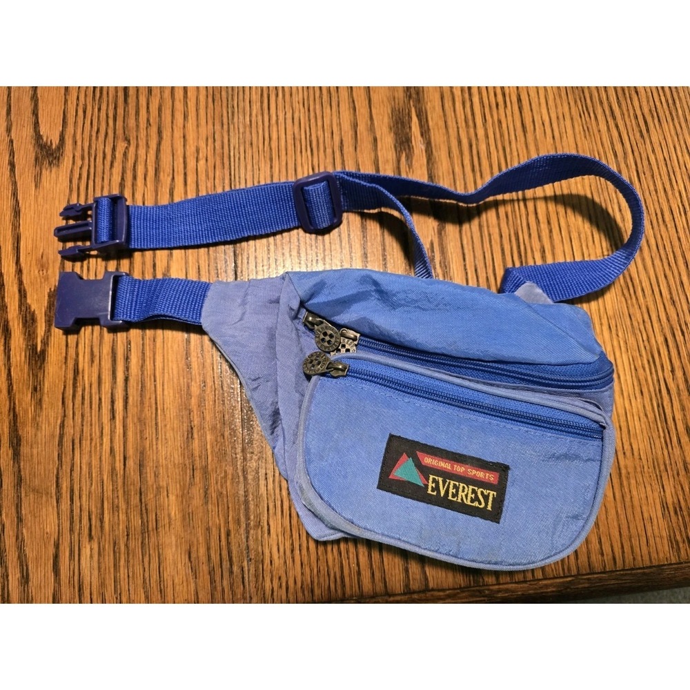 Vintage Everest Original Top Sports Blue Fanny Pack Waist Bag 3 Compartments